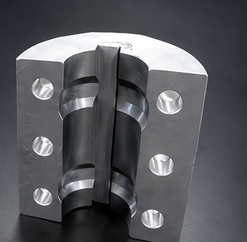 Twin bore split clamp block with counterbored holes