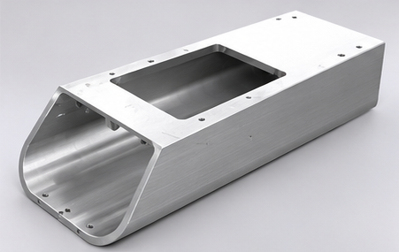 Machined aluminium housing produced at Vikhyath CNC
